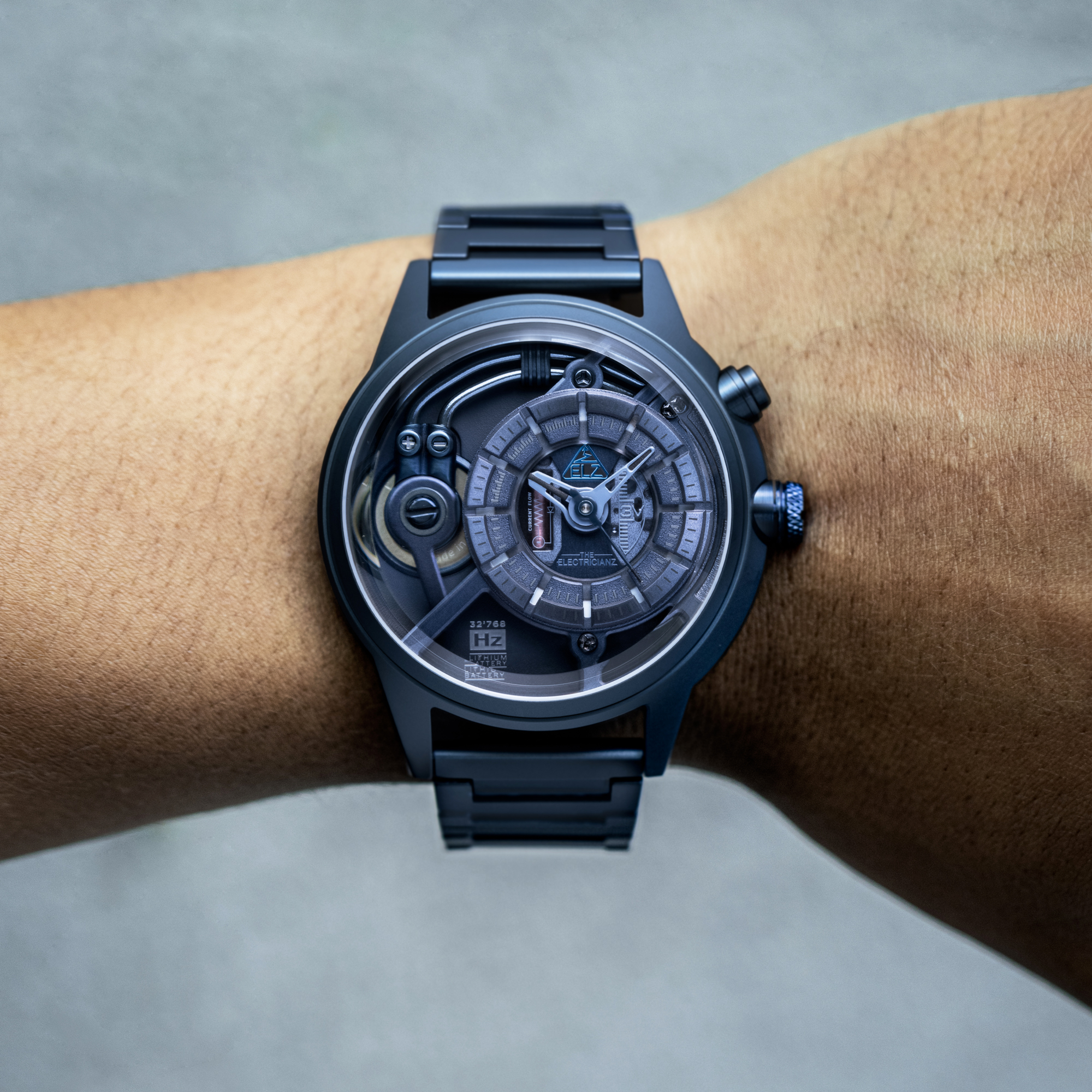 The ElectricianZ Dark Z Acciaio Quarzo Luce Nero Silicone Elettrico Uomo Orologio