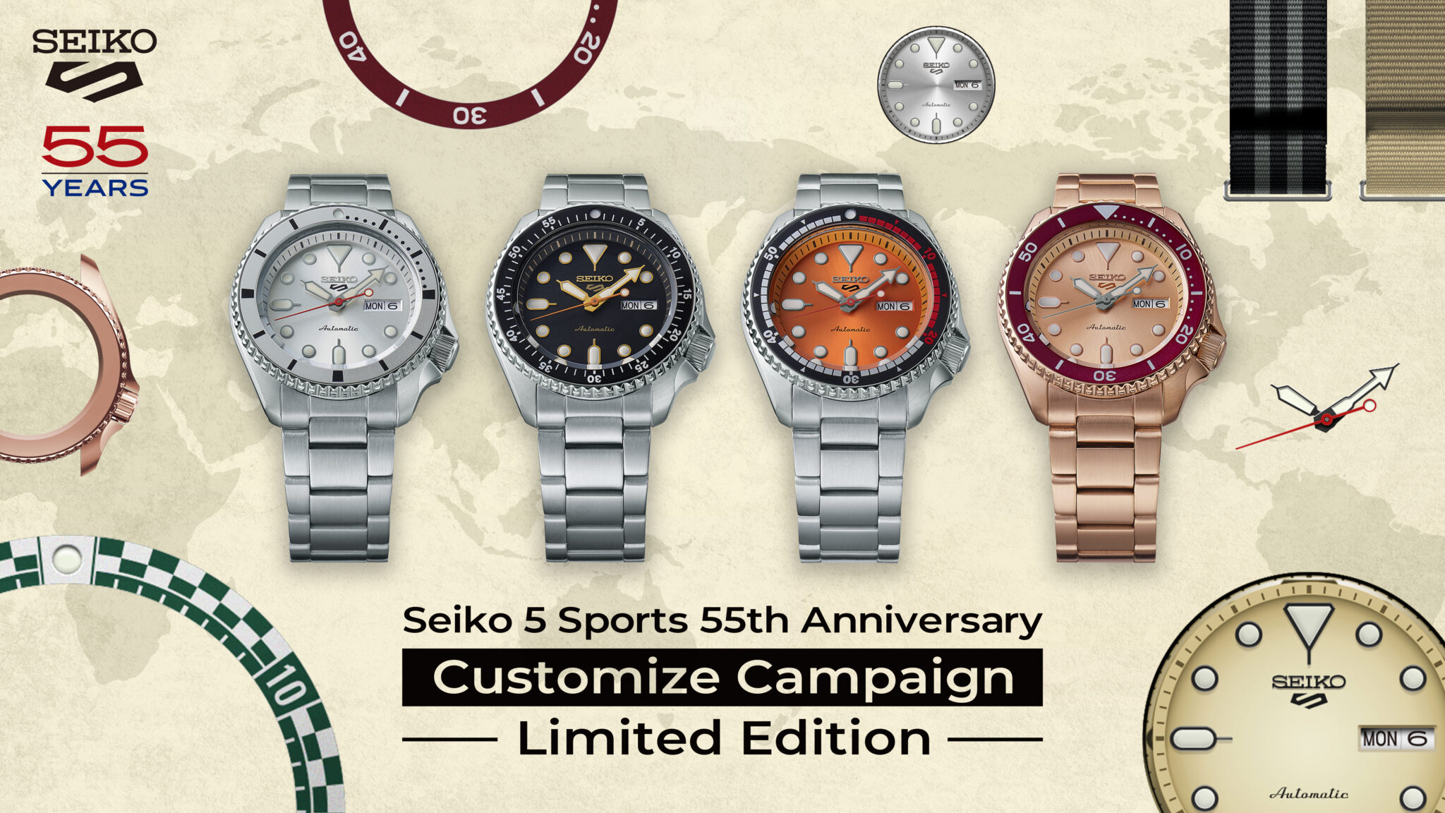 Fans draw on 55 years of Seiko 5 Sports design to create four anniversary  watches