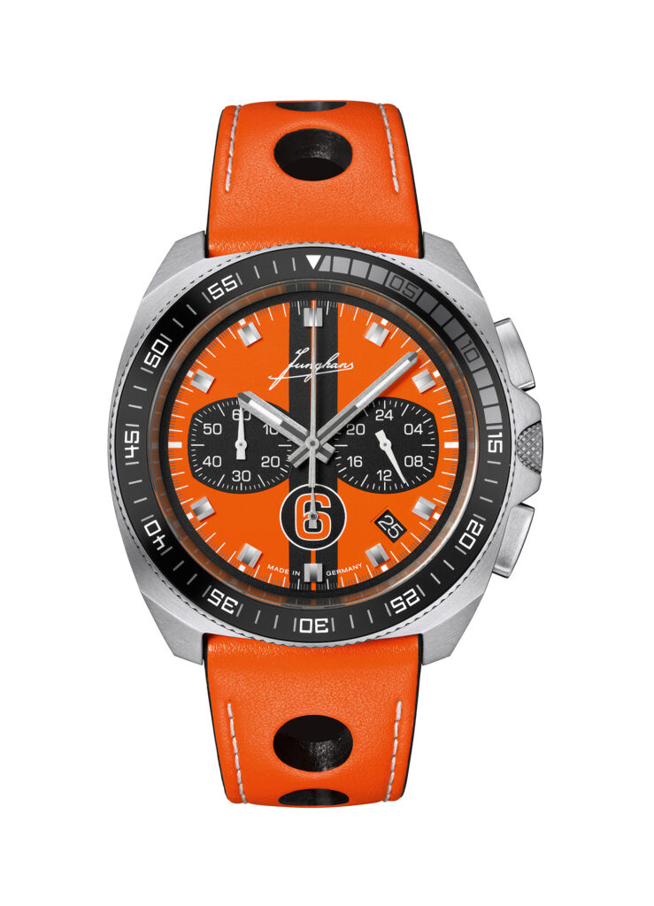 シュトラッセンプラチナコガネ　ホンジュラス産 Junghans swaps winter grey for colour in 1972 Chronoscope Sports